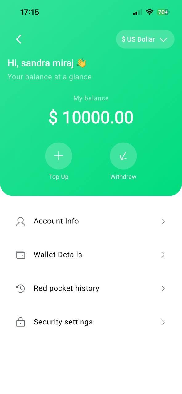 KeepBolt wallet — balance, top up and withdraw