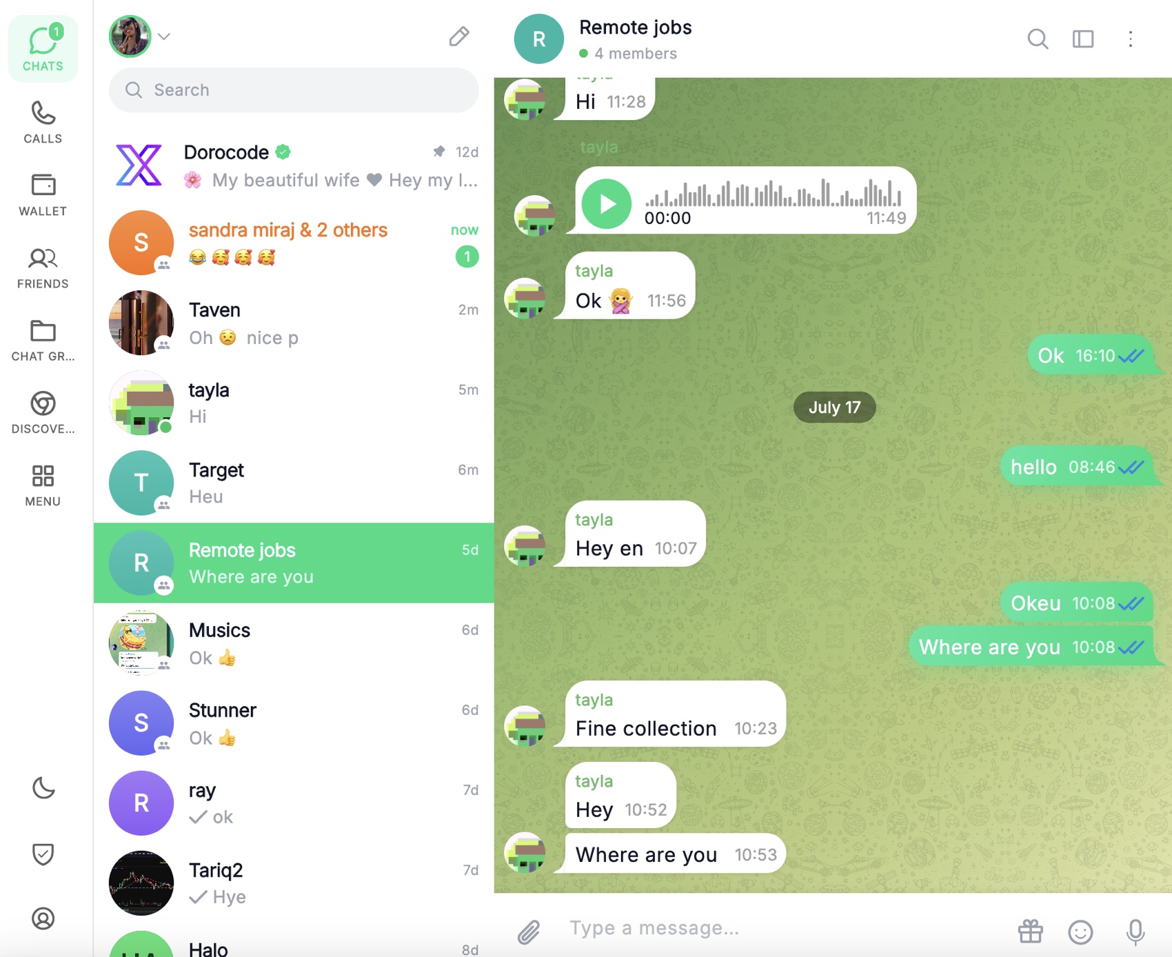 KeepBolt desktop app showing a group chat