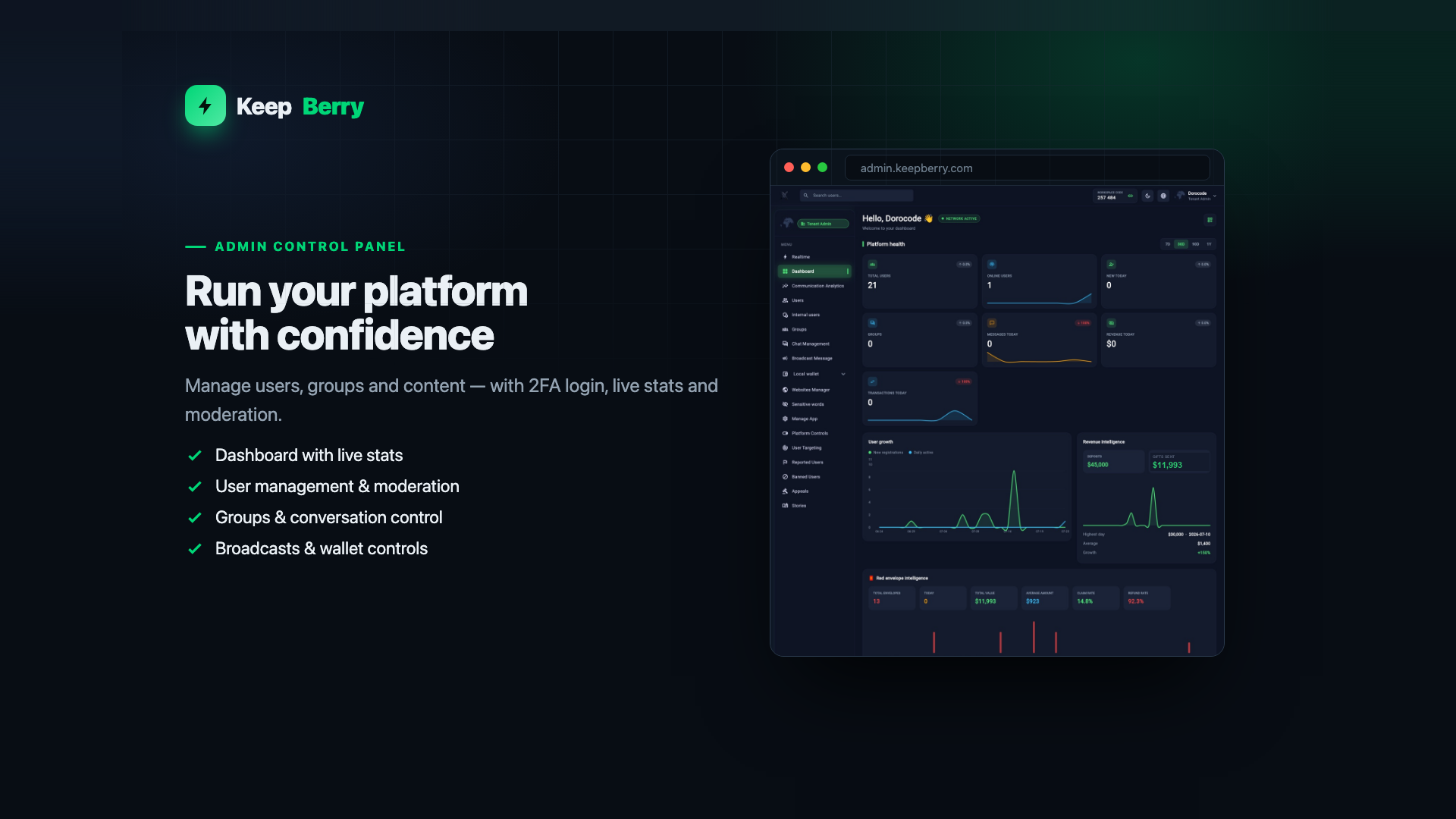 KeepBerry admin control panel